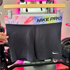 Nike Pro Women's Black Shorts with Multicolor Waistband